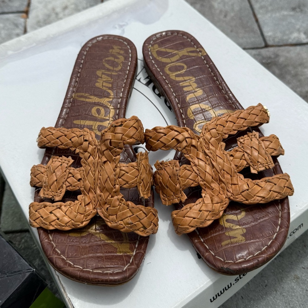 Sam Edelman Tan Woven Slide Sandals